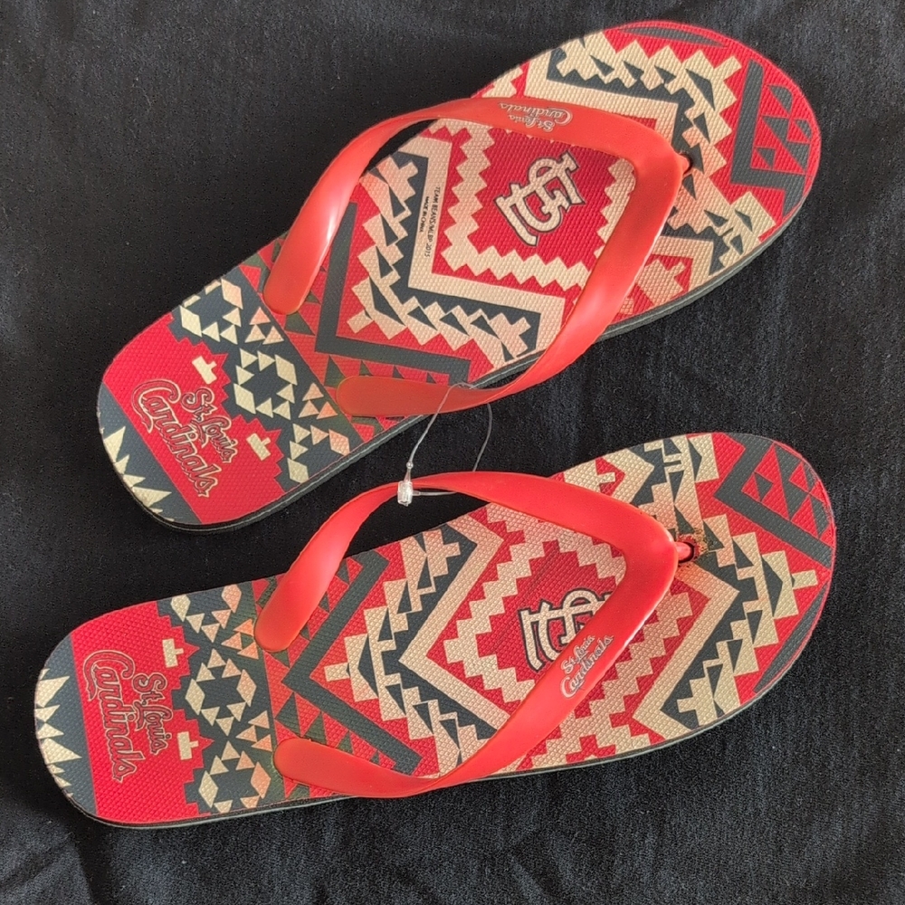St. Louis Cardinals Flip Flops Sandals with Fun Geometric Design